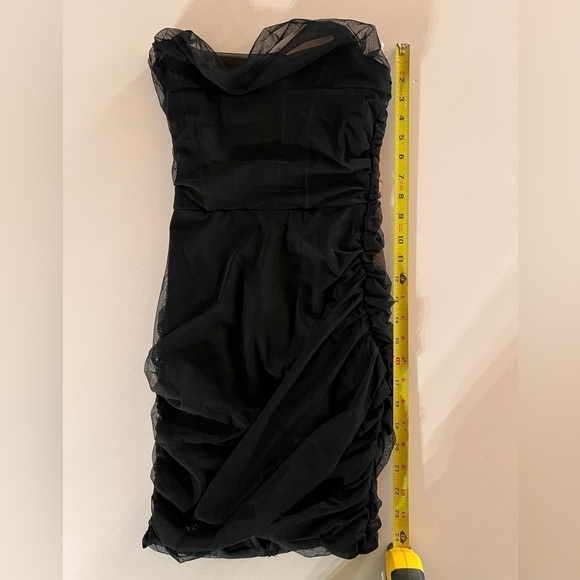 NWT Oh Polly black corset mesh strapless mini dress sz 4 wedding bodycon - Picture 10 of 13